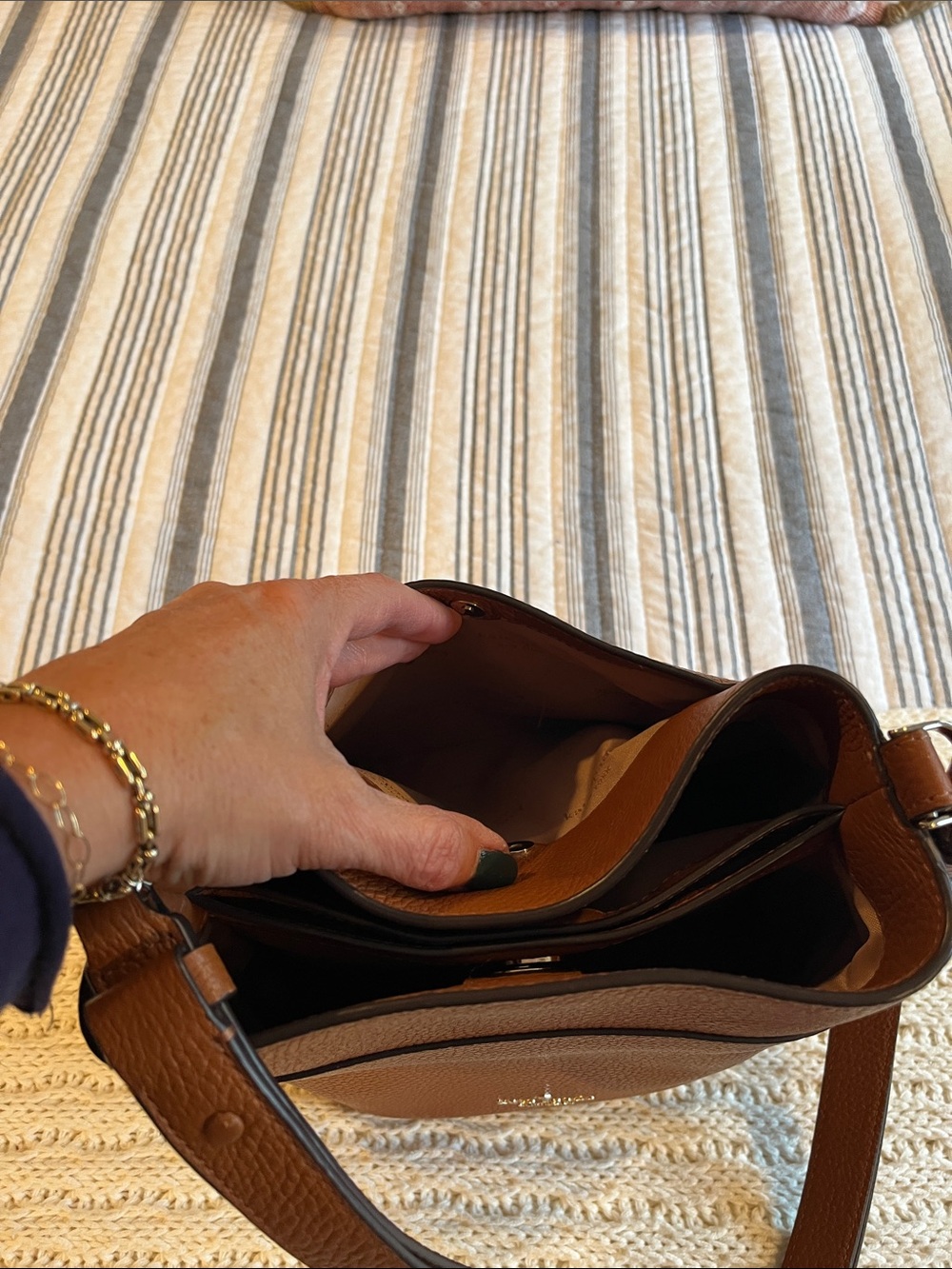 kate spade Brown Pebbled Leather Bucket Crossbody - Picture 7 of 9